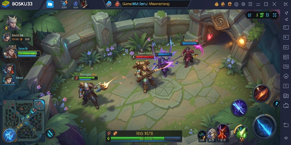 Gameplay seru di dalam BOSKU33 dengan pertempuran antar tim.