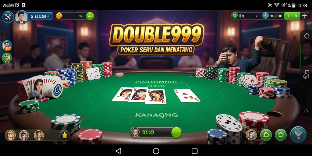 Tampilan utama gameplay poker di DOUBLE999 yang seru.