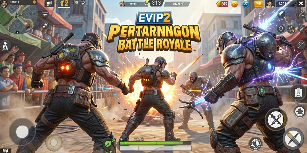 Gameplay seru EVIP2 dalam pertempuran Battle Royale.