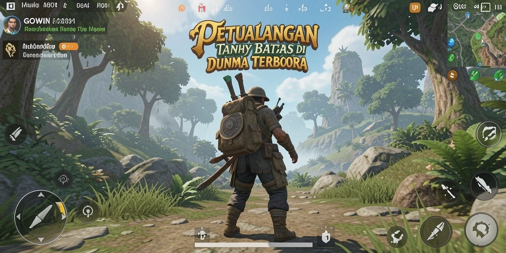 Tampilan gameplay GOWIN yang menakjubkan di dunia terbuka.