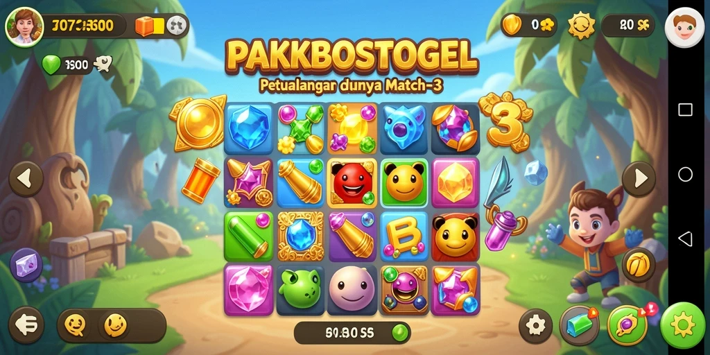 Screenshot gameplay <strong>PAKBOSTOGEL</strong> yang menunjukkan aksi mencocokkan objek.