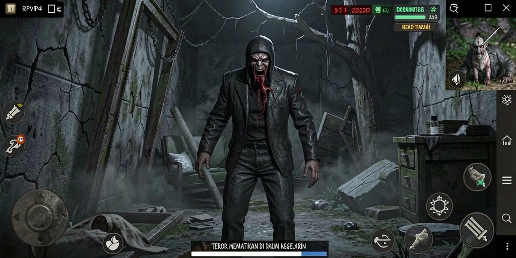 Tampilan gameplay menyeramkan dari RPVIP4 di lokasi angker.
