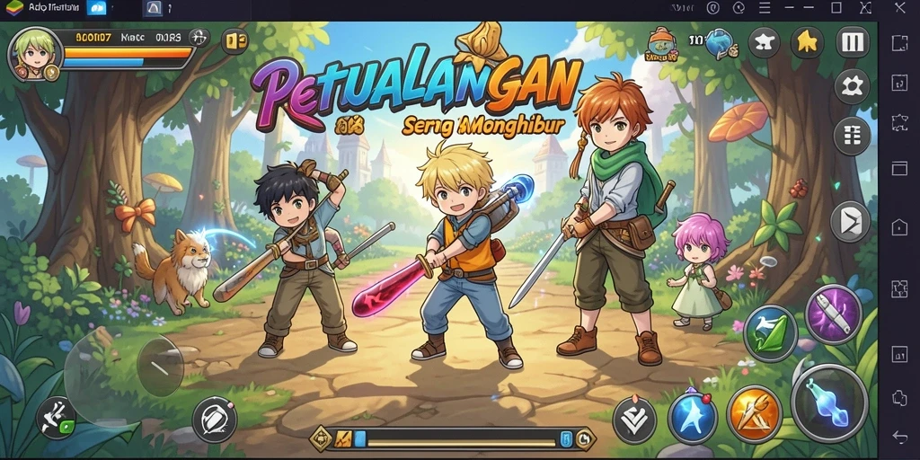 Tampilan seru gameplay SD107 dengan karakter anime yang dinamis.