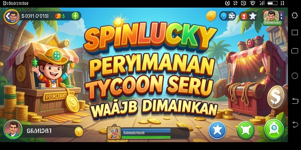 Screenshot SPINLUCKY menampilkan gameplay seru dalam membangun kerajaan bisnis.